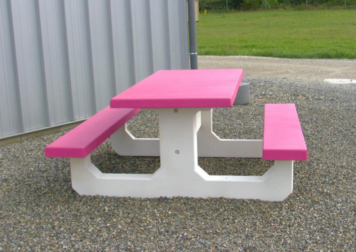 Table pique-nique PMR béton mixte blanc/rose magenta